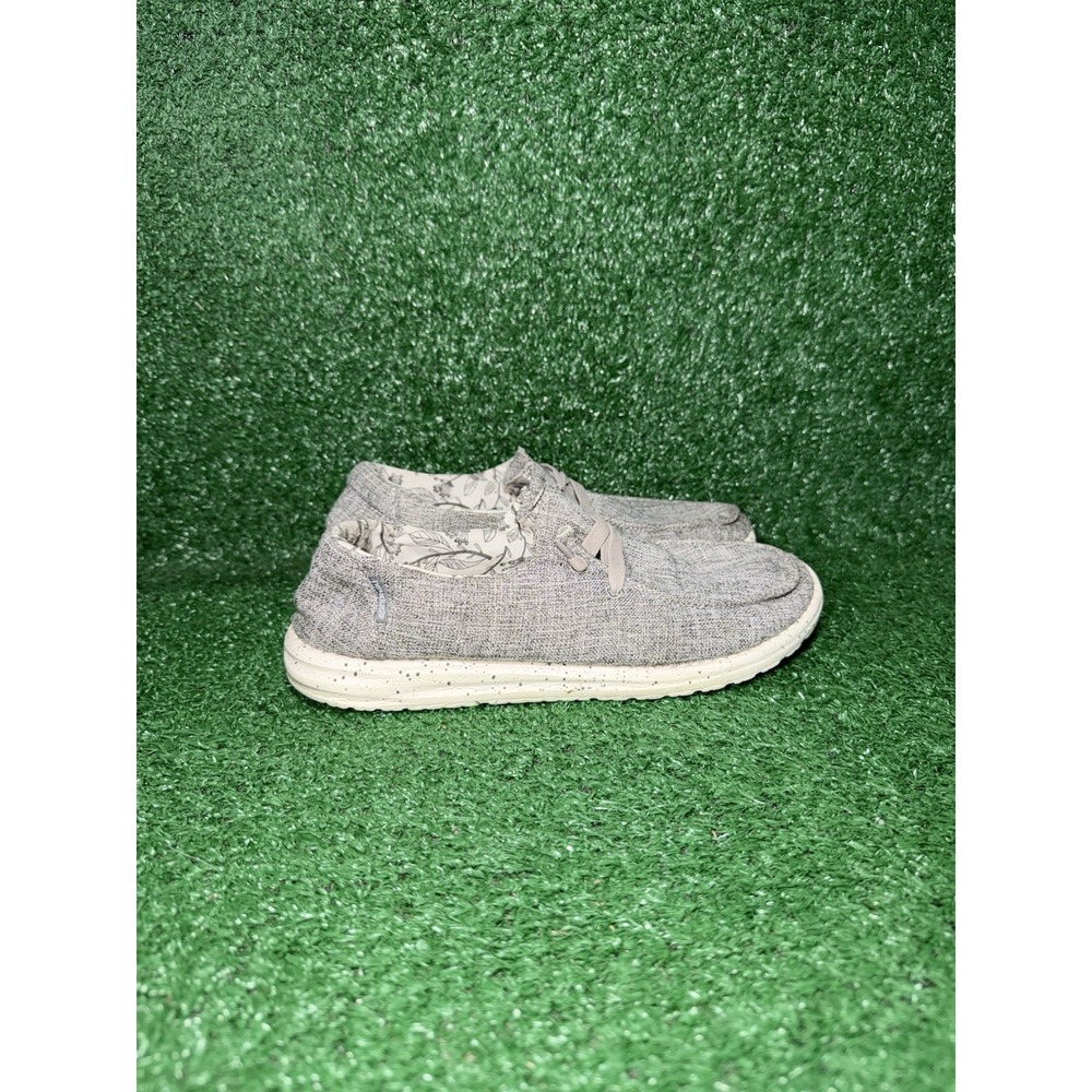 Hey Dude Wendy Women Size 8 Grey Linen Hippie Shoes Comfort Slip On Loafers